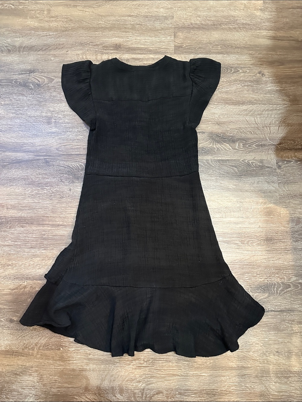 1. State Black Button-Front Ruffle Hem Mini Dress - Picture 9 of 15